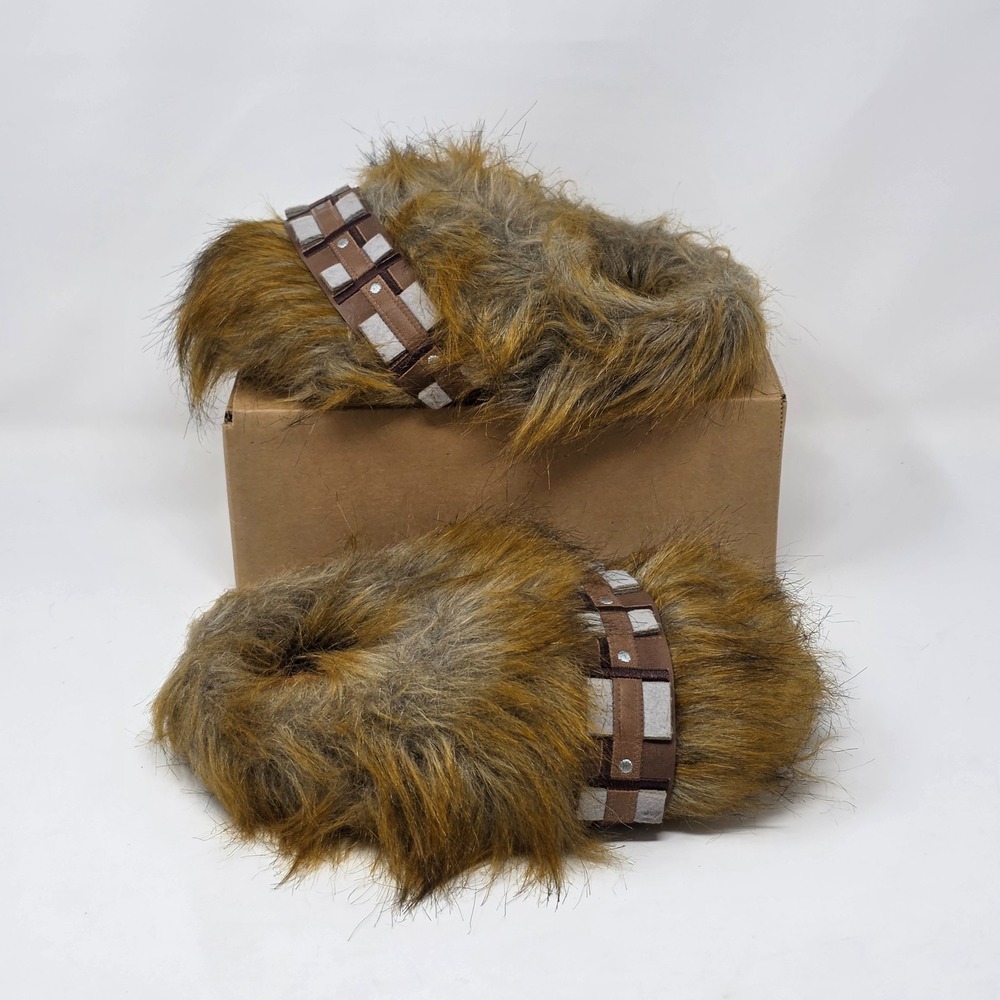 Disney Star‎ Wars Slippers Chewbacca Brown Faux Fur Kids Size Medium 1-2 Fuzzy